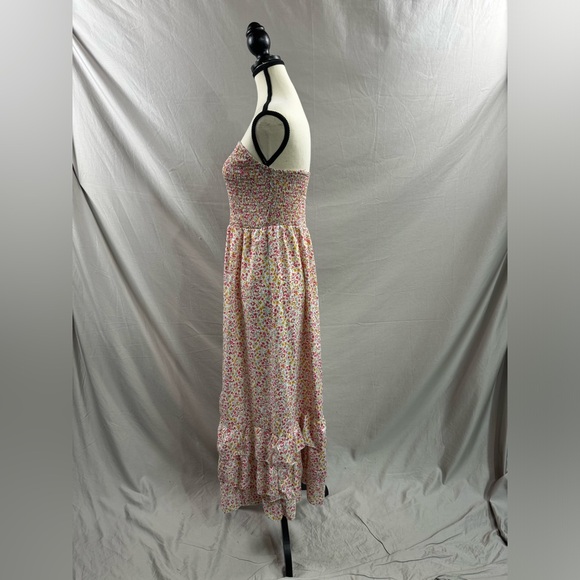 Floral Print Shirred Strapless Ruffle Hem Dress - Picture 7 of 8